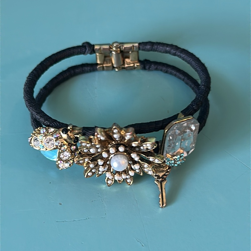 Betsey Johnson Gold and Blue Crystal Bracelet